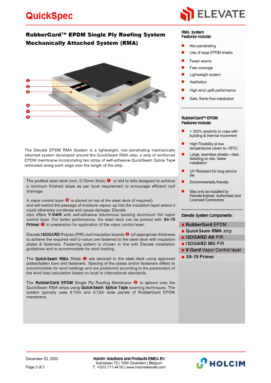RubberGard Quick Specs Mechanically Attached System