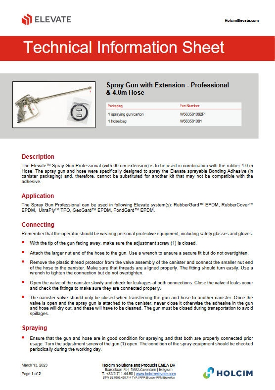 Spray Gun with Extension Professional Technical Information Sheet