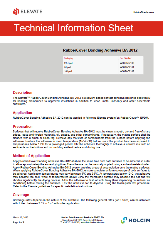 Elevate RubberCover Bonding Adhesive BA-2012 TIS
